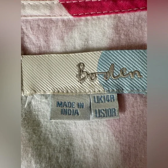 Boden Vibrant Carnation Pink/Kelly Green Cotton dress, 10, MSRP $119 - Picture 4 of 11